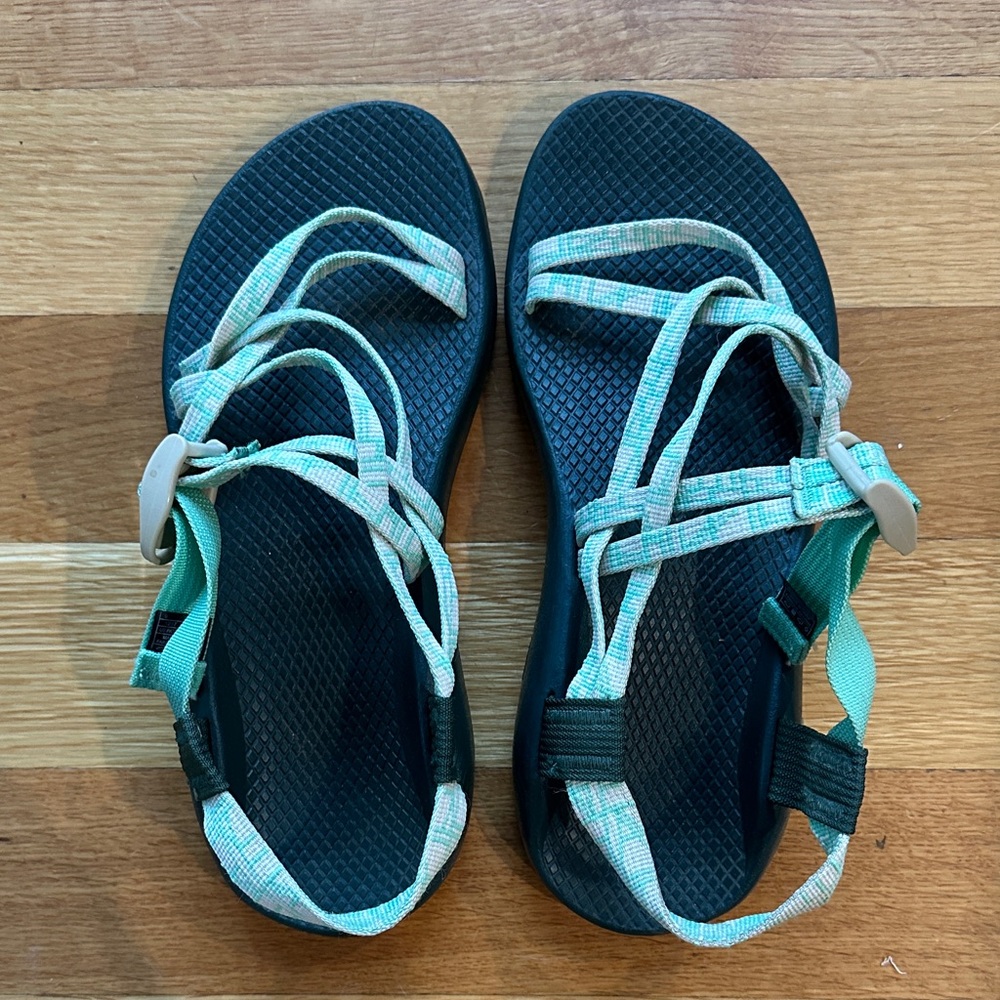 Chaco Teal and Black Strappy Sandals